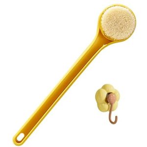Ouliget Doucheborstel met lange steel, badborstel, zachtere borstelharen lichaamsrugborstel met bloemhaken, rugscrubber body exfoliator voor nat of droog borstelen, 14 inch