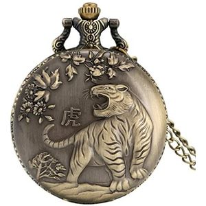 Zakhorloge - Tiger-serie quartz zakhorloge heren dames verjaardag vintage hanger ketting horloge armband klok heren