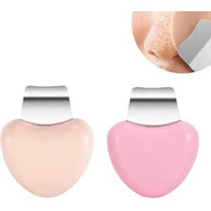 2 Stuks Huidscrubber,Gezichtsschraper,Mee-Eterverwijderaar,Mee-Eterverwijderaar voor het Gezicht,Diepe Gezichtsreinigingstool voor Vrouwen en Mannen (Beige,Roze)