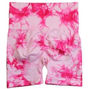 Naadloze Tie Dye Sport Shorts Voor Dames Zomer Elastische Scrunch Hoge Taille Push-Up Buikcontrole Gym Fitness Workout -Rose Pink-L