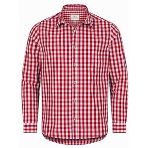 Steigenhöfer Manufaktur Traditioneel herenhemd met lange mouwen - Basti - Te combineren met klederdracht - Traditioneel herenhemd voor Oktoberfest Wiesn en andere feestelijke gelegenheden, rood, S