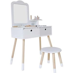 Vanity Desk Nordic Luxe Kaptafel Houten Vanity Set Met 2 Laden En Spiegels Persoonlijkheid Licht Luxe Make-up Tafel