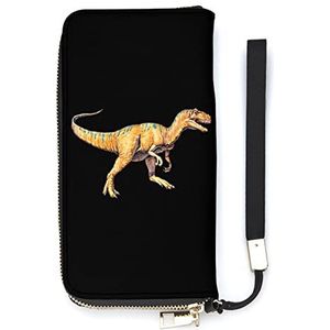 Allosaurus Dinosaurus PU lederen portemonnee mode clutch lange kaarthouder portemonnee handtas met polsband