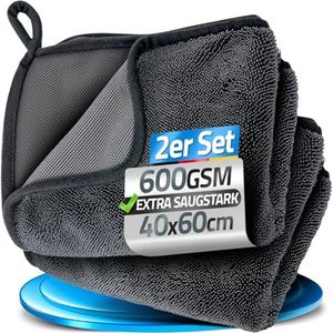 Loco Bird Absorberende droogdoek, douche, 600 g/m², set van 2, 40 x 60 cm, Fast Dry microvezel poetsdoek voor badkamer, microvezel poetsdoek in grijs, voor in de auto