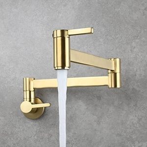 Mixer Tap Kitchen Sink Wall Mount Single Cold Water Kitchen Taps Dual Lever Swivel Pot Filler Kitchen Tap Double Joint Spout Mixer Tap Kitchen Sink,Gold,Single Mode,Gold,dual Mode