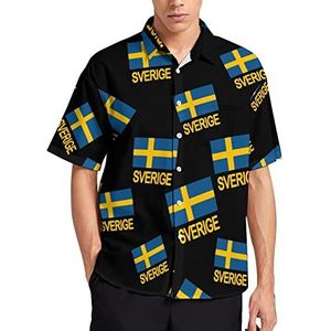 Zweden Zweedse vlag Hawaiiaanse shirt voor mannen zomer strand casual korte mouw button down shirts met zak
