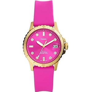 Fossil FB-01 Horloge voor dames, kwarts uurwerk met roestvrij staal of leren band, Roze en grijstint