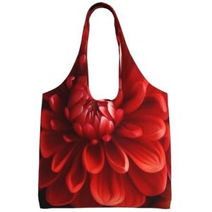 RLDOBOFE Rode mooie bloemenprint canvas draagtas voor vrouwen esthetische boodschappentassen schoudertas herbruikbare boodschappentassen, Zwart, One Size