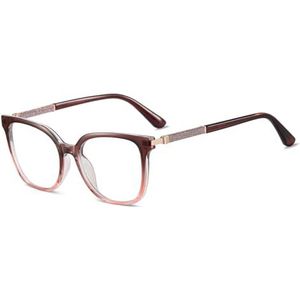 moomoobird Mode vierkante bril montuur vrouwen TR90 vrouwelijk blauw licht blokkerende brillen, Bruin Roze Frame