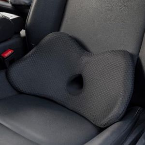 QYILAY Traagschuim lendenkussen voor de auto, ergonomisch rugkussen voor auto, lendenwervelkussen, orthopedisch zitkussen, lendensteun voor autostoelen, bureaustoel, rolstoel.