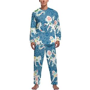 Aap Tuin Bloemen Zachte Heren Pyjama Set Comfortabele Lange Mouw Loungewear Top En Broek Geschenken L
