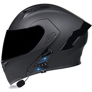 Motorhelm heren met Bluetooth, motorhelm Bluetooth geïntegreerd met dubbel zonnevizier, DOT/ECE goedgekeurde motorhelmen voor heren en dames E,XL