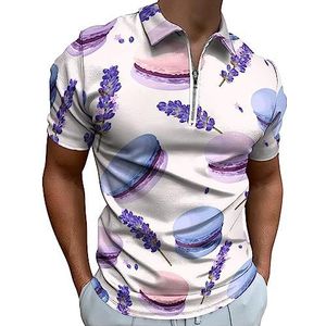 Pastel Macarons poloshirt voor heren, casual T-shirts met rits en kraag, golftops, slim fit