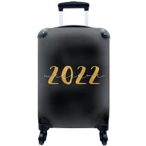 MuchoWow® Koffer - Oud en nieuw - Welcome 2022 - Spreuken - Quotes - Nieuwjaar - Past binnen 55x40x20 cm en 55x35x25 cm - Handbagage - Trolley - Fotokoffer - Cabin Size - Print