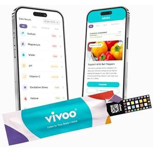 Vivoo | De #1 urineteststrips en ketostrips met app | Geavanceerde thuisregistratie voor voeding, ketonen, hydratatie, pH en meer | 3 maand / 12 tests
