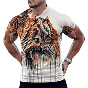 Abstracte Tijger Schilderen Grappige Mannen Polo Shirt Korte Mouw T-shirts Klassieke Tops Voor Golf Tennis Workout