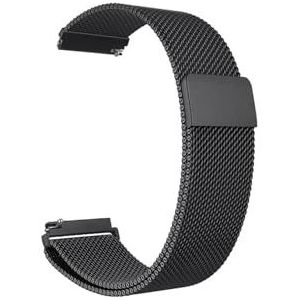 18mm 20mm 22mm metalen band geschikt for Garmin Vivoactive 3 4 4s band horloge geschikt for Venu 2 2s 3s SQ Forerunner 645 armband Milanese lus (Color : Black, Size : 22mm)