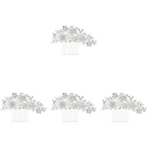 Haarspeldjes 4 stuks Barrette Side Avond Accessoire Bruiloft Accessoires Vrouwen Bruiden Kristal Bruid Haar en voor Kammen Zilveren Clips Vrouw Strass Styling Kam Tiara Vrouw (Kleur: Silverx4 stuks, Maat: