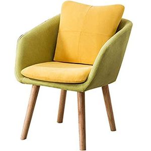 GEIRONV Eetkamerstoel,Moderne Eenvoud Slaapkamer Trouwkamer Balkon Fauteuil Kaptafel Make-up Stoel 1 Stuk Eetstoelen (Color : Green+yellow, Size : 50x50x73cm)