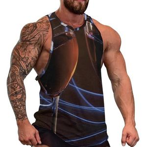 Alcohol Rode Wijn Heren Tank Top Grafische Mouwloze Bodybuilding Tees Casual Strand T-Shirt Grappige Gym Spier