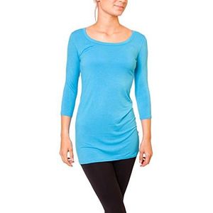 Easy Young Fashion Dames Basic Shirt Longshirt Halmouwen ronde hals Uni