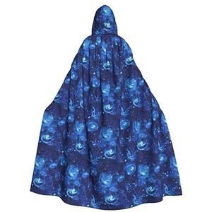 NEZIH Blue Universe Space Galaxy volledige lengte carnaval cape met capuchon, unisex cosplay kostuums mantel voor volwassenen 185 cm