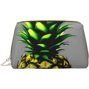 Cartoon ananas draagbare cosmetische tas, &reizen cosmetische tas, Unisex, ritssluiting, geschikt voor dagelijks gebruik, Wit, Eén maat