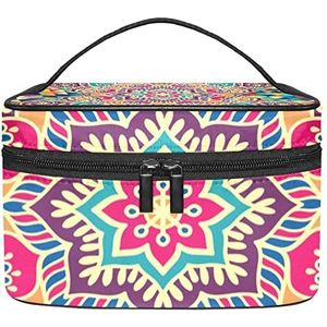 Retro smeertas voor make-up organizer tas, reismake-up tas organizer case draagbare cosmetische tas voor vrouwen en meisjes toiletartikelen, Meerkleurig, 22.5x15x13.8cm/8.9x5.9x5.4in