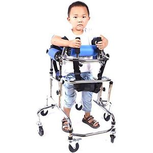 Joyfitness Loophulpmiddelen voor gehandicapten, draagbare staande staande staande wandelaar voor kinderen, hersenverlamming, handicap, revalidatietraining, lichtgewicht aluminium rollator met in