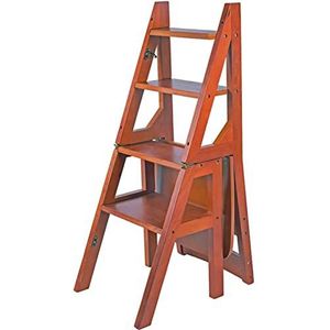 4 stappen kast opstapje, houten opklapbare opstapje draagbare ladder stoel multifunctionele trapladder voor slaapkamer kast slaapkamer opstapje