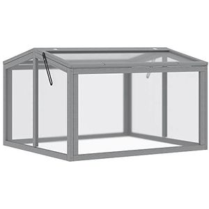 Outsunny broeikas, koudframe plantenbed met afdekking van hout en polycarbonaat, weerbestendig, lichtgrijs, 90 x 80 x 58 cm