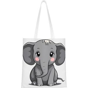 EVANEM Canvas Tote Bag Voor Vrouw Gift Voor Moeder Schouder Handtassen Herbruikbare Boodschappentassen Purse Boodschappentas, Grijze olifant Cartoon, Eén maat