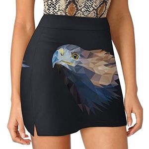 Golden Eagle Head Dames Skorts Hoge Taille Tennisrok Gelaagde Korte Mini Rok Culottes Skorts Met Zakken L