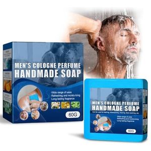 2 Keulen badzeep voor mannen - Oil Control Wash Face Badzeep - Oil Control Wash Face Bath Soap, voor zowel gezicht als lichaam, blauwe handgemaakte zeep met geur van Keulen Chaies