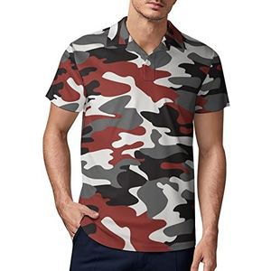 Zwart Rood Camouflage Print Heren Golf Polo-Shirt Zomer Korte Mouw T-Shirt Casual Sneldrogende Tees L