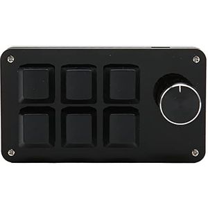 Mechanisch Toetsenbord met één Hand, Plug and Play 6 Toetsen Draagbaar Bedraad Programmeerbaar Toetsenbord voor Pc-computer (Zwart)