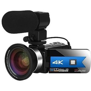 Groothoeklens 56MP Digitale Video Camera for Live Streaming 4K UHD Camcorder Nachtzicht Microfoon Vlog Recorder Heldere Gedetailleerde Beelden(NO SD Card,Red)