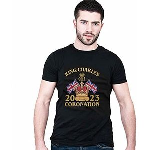 Koning Charles III T-shirt - King Charles 3e katoenen T-shirt | Unisex kinderen volwassenen casual T-shirt kroning kleding aandenken Firulab