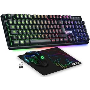 Empire Gaming - Armor RF800 Toetsenbord en Muis Voor Gamers - RGB Draadloos 2,4 GHz - 4800 DPI - QWERTY (Spaans Lay-out) - Mac, PC, PS4, PS5, Xbox One/Series