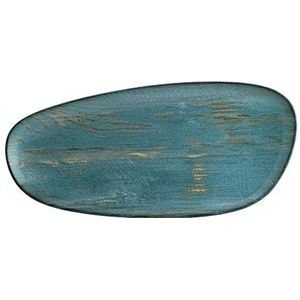 2 x serveerplaten platte borden dinerborden plaat porselein servies ovaal turquoise blauw bruin Bonna Madera Mint Vago 36 cm