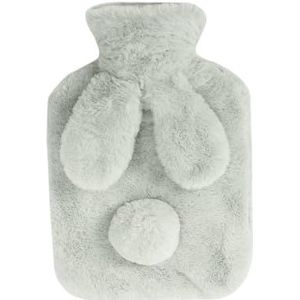 LIUCHUCHU Warmwaterkruik 500/1000 ml met zachte overtrek in konijnenvorm, mooie warmwaterzak om warm te houden in de winter, draagbare handwarmwaterkruik (grijs 1000 ml)