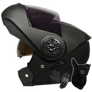 Motorhelm Systeemhelm Modulaire Helm Geïntegreerde Motorhelm Met Dubbel Vizier DOT/ECE-Gecertificeerde Bromfiets-Scooterhelm Voor Volwassenen Dames Heren E,S/55-56CM