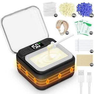 FullWoyi Neuswax kit mannen, neushaar waxset met 100 g wax, 70 applicators, oorontharingsset voor mannen en vrouwen, instelbare constante temperatuur met LED-display, USB-verwarmd, zakformaat, zwart