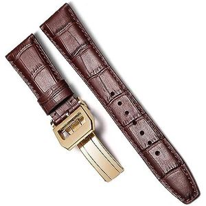 WCQSYY Lederen Horloge Armband Voor IWC PILOT WATCHES PORTOFINO PORTUGIESER Mannen Band Horloge Band Accessorie (Color : Brown-Gold Clasp2, Size : 22mm)