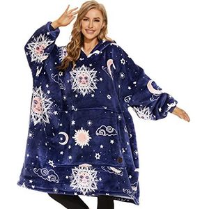 THREE POODLE Oversized Deken Hoodie, Sherpa Fleece Hooded Deken, Ultra Zacht Warm Draagbaar Deken Sweatshirt voor Vrouwen Mannen Volwassenen, Cadeau voor Dames