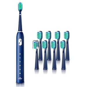 Dada-Tech Elektrische tandenborstel met ultrasone technologie, voor volwassenen en kinderen, oplaadbaar met automatische poetsduurherinnering, waterdicht voor de douche, 5 tandenborstelmodi