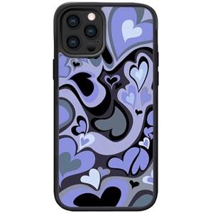 Cute art mobile phone case For iPhone 11 12 13 14 15 Pro Max Artistic purple heart print Women Men Shockproof Tpu Phone Case (Color : Blue, Size : For IPhone XR)