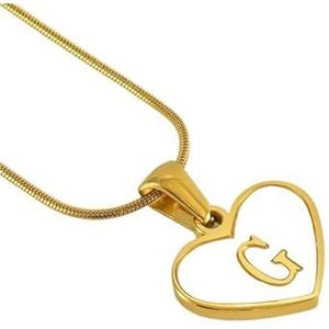 Eenvoudige titanium stalen schelp Engelse letter ketting for dames 18K mode liefde hanger sleutelbeenketting(Style:G)