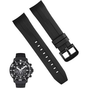 dayeer Waterdichte Siliconen Horloge Band Voor Tissot T120417 T120407 Quartz Wijzerplaat Sport Mannen Horloge Band Horlogeband (Color : Black black buckle, Size : 22mm)