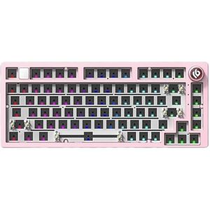 QPSJXN Aangepaste 75% Bedrade Toetsenbord met RGB Backlight Joint Structuur Aluminium Base voor Gaming (Pink-RGB Light)